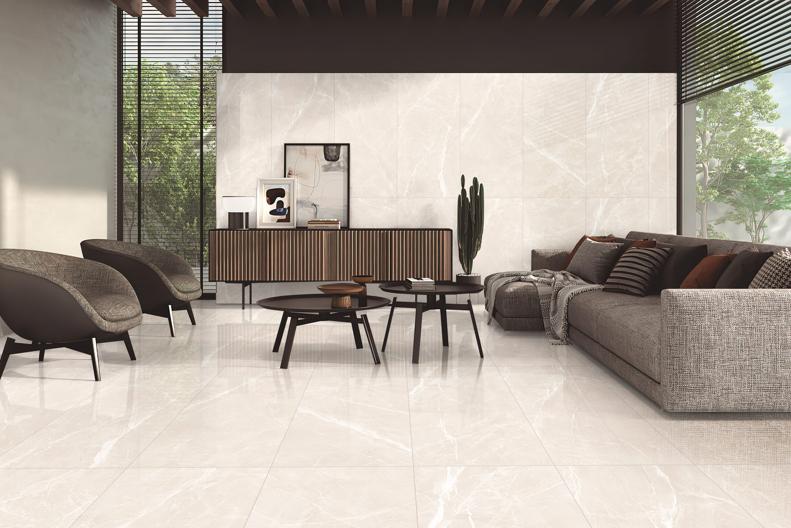 GLOSSY FLOOR TILES 60x120 DAMASTA CREAM (2) - Image 4