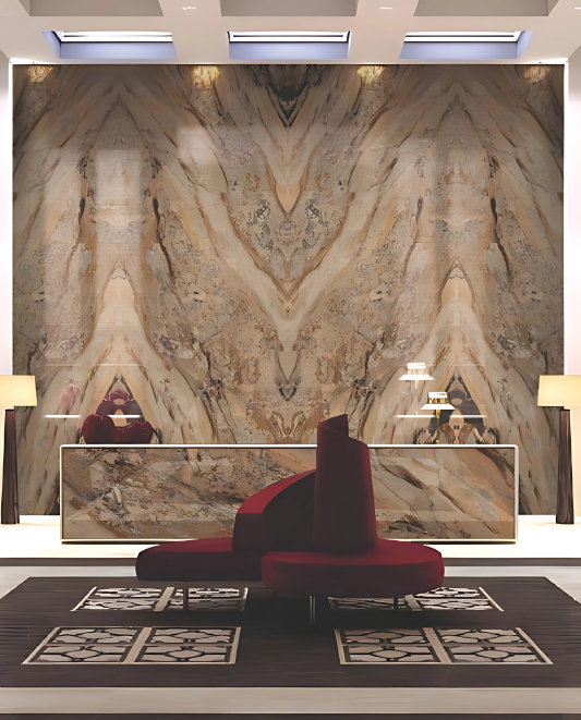 PORCELAIN SLAB 2400×800×15mm LOUISE BROWN-B HIGH GLOSSY - Image 3